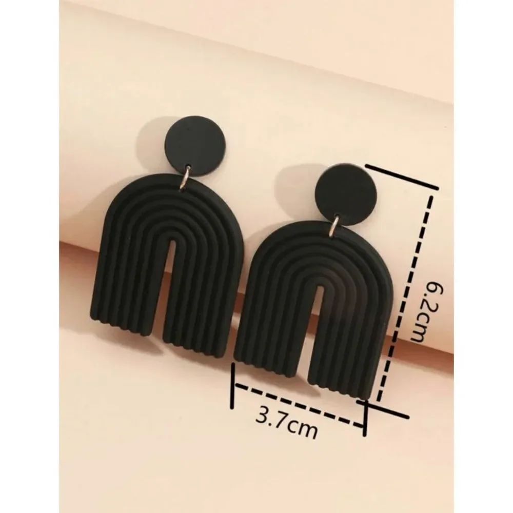 Black Acrylic Rainbow U Drop Earrings
